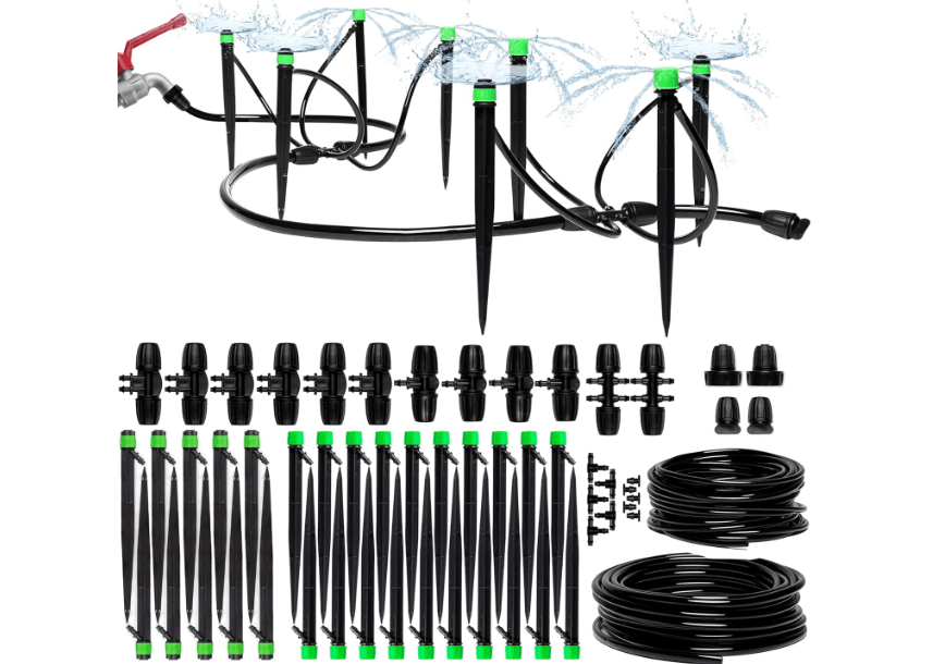 CARPATHEN Adjustable Premium Complete Drip Irrigation System Kit for Garden, Raised Beds with Drip Emitters, 5/16" and 1/4" Irrigation Tubing