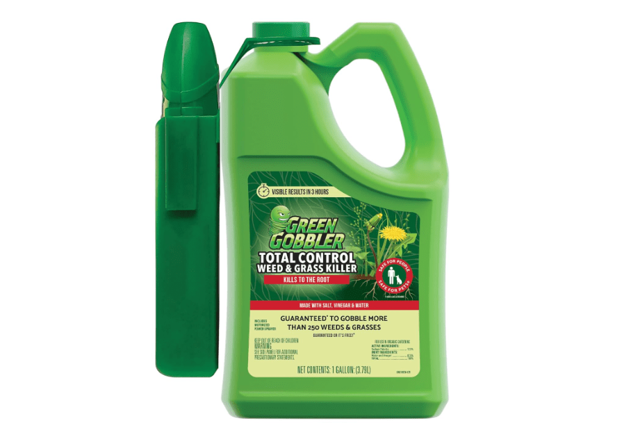 Green Gobbler Natural Total Control Weed & Grass Killer | Made with Concentrated Salt & Vinegar | Pet Safe | Kills to The Root | 1 Gallon with.