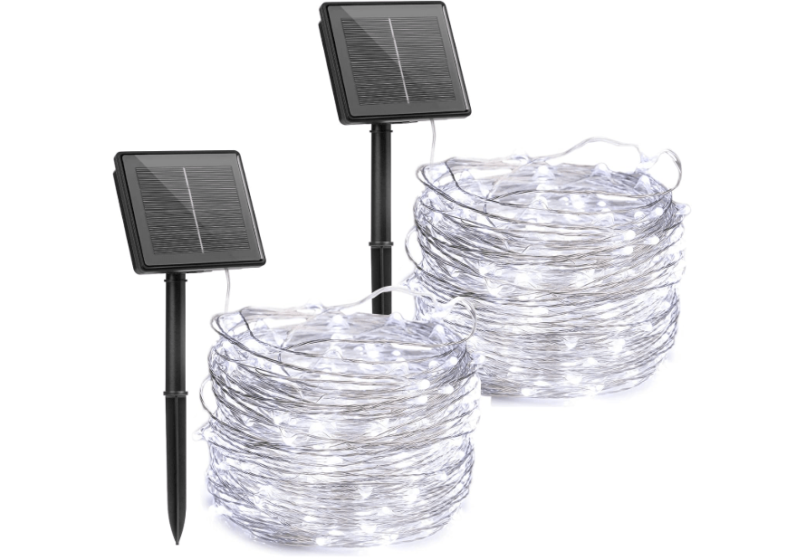 
Brightown Outdoor Solar String Lights, 2 Pack 33 Feet 100 Led Solar Powered Fairy Lights with 8 Modes Waterproof Decoration Copper Wire Light for Patio Yard