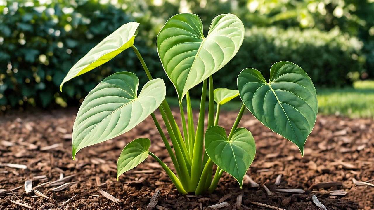 Loroco plant propagation from stem cutting in a pot with trellis in a green garden. 