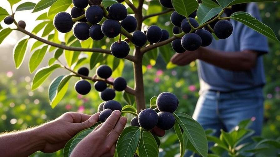 Harvesting ripe Black Madeira figs from a tree"