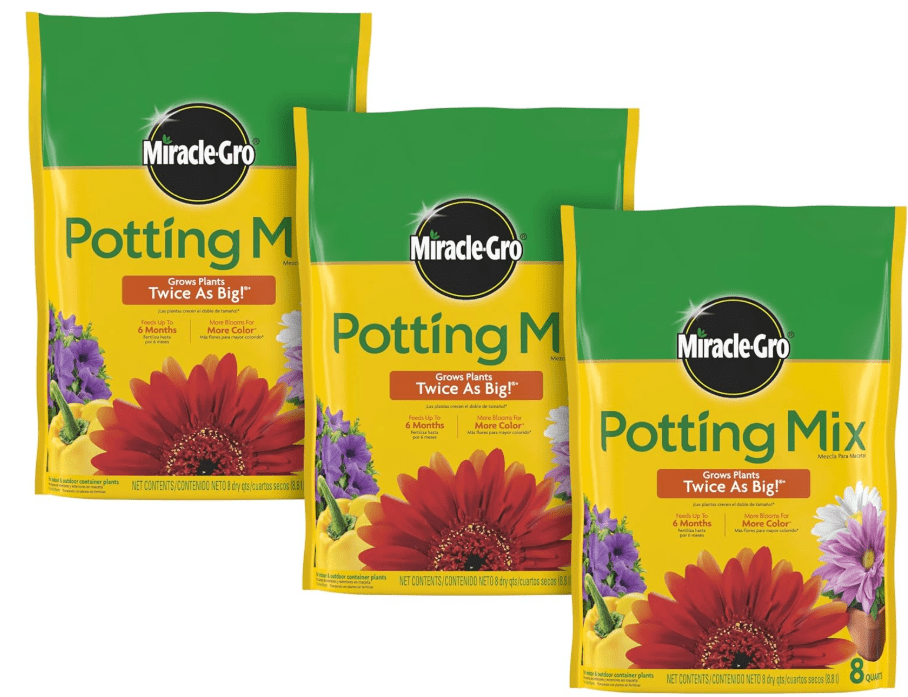 Miracle-Gro Potting Mix, For Indoor or Outdoor Potted Plants, Flowers, Vegetables, Shrubs, Annuals, and Perennials, Feeds Up to 6 Months, 8 qt.