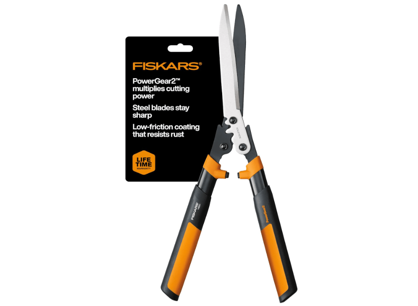 
Fiskars 23-Inch Hedge Shears, Bush Trimmer with PowerGear2 Technology that Multiplies Power for Less Effort, SoftGrip Handles with Shock-Absorbing Bumpers