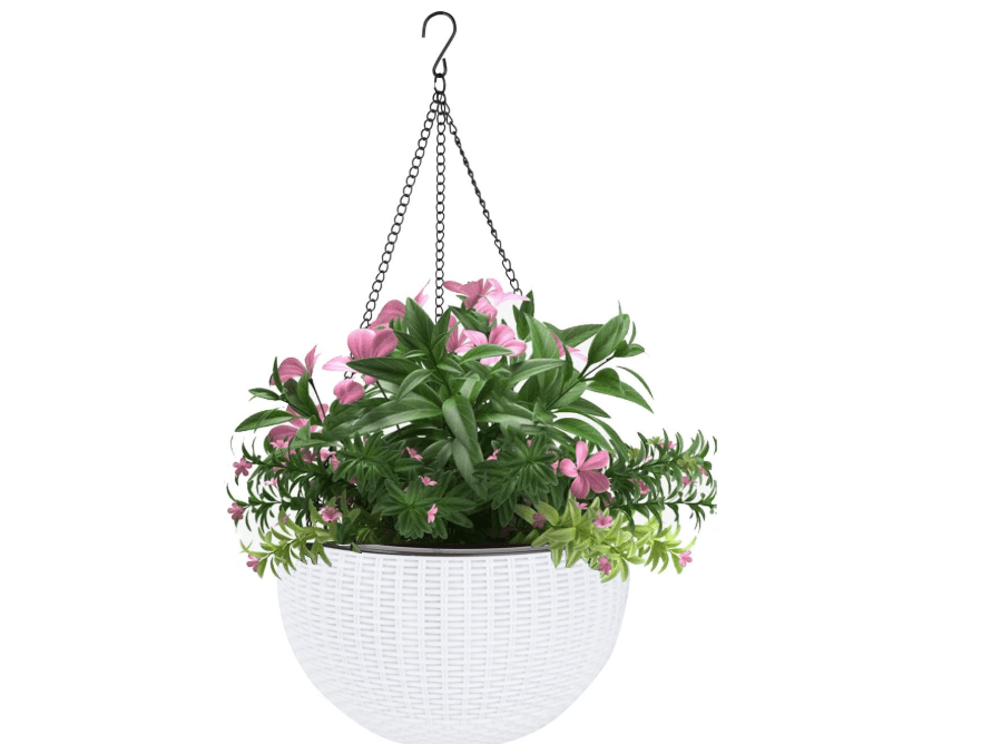 
Vencer 11 Inch Round Resin Self Watering Hanging Basket,Water Indicator,Modern Decorative Planter Pot for All House Plants,White,VF-050