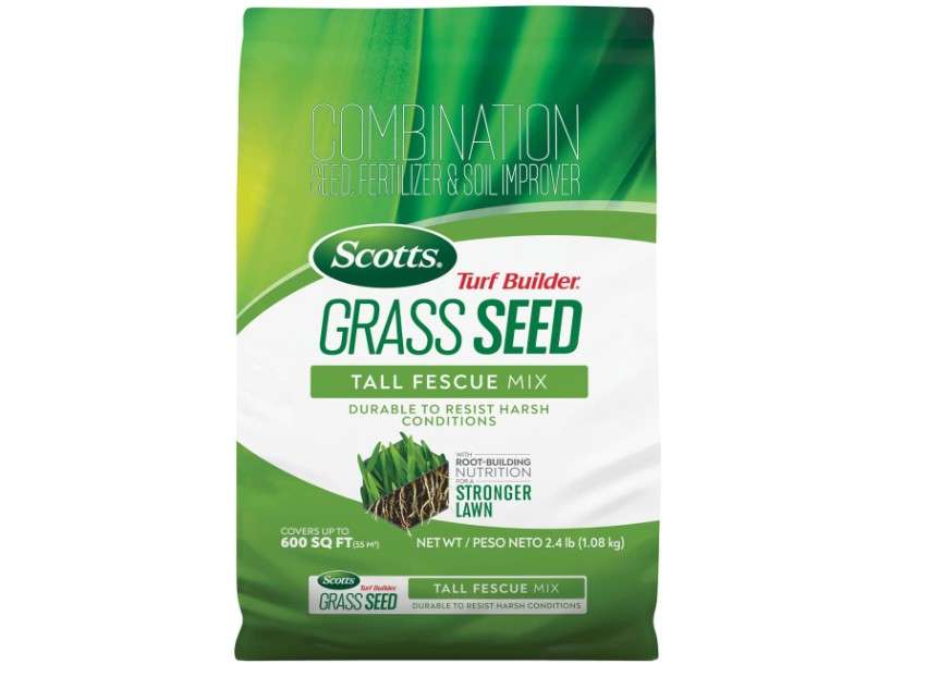 Scotts Turf Builder Grass Seed Tall Fescue Mix Durable to Resist Harsh Conditions with Root-Building Nutrition, 2.4 lb.
