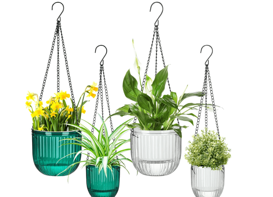 
Maxcheck 4 Pcs Self Watering Hanging Planters Indoor Gift 6.5'' 4.5'' Hanging Flower Pots Baskets Outdoor Self Watering Plant with 3hooks.