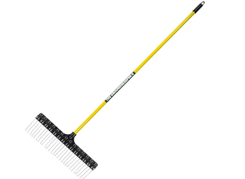
THE GROUNDSKEEPER II Rake 55-inch Lightweight Fiberglass Handle, 21-inch Head, Durable Steel Tines for Gardening, De-Thatching or Professional Landscaping
