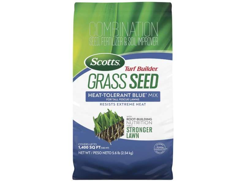 Scotts Turf Builder Grass Seed Heat-Tolerant Blue Mix for Tall Fescue Lawns with Fertilizer and Soil Improver, 5.6 lbs.

