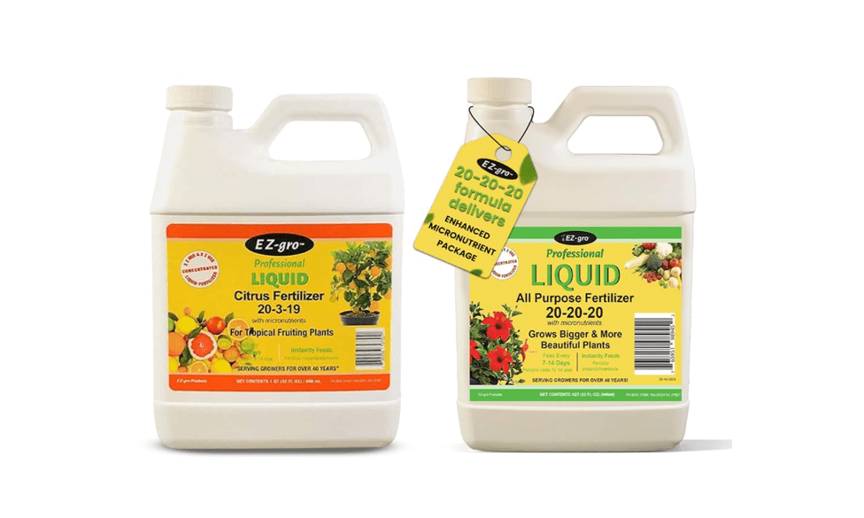 
EZ-GRO Citrus & All-Purpose Fertilizer Bundle – Liquid Plant Food for Tropical Trees, Lawn, Flowers, Herbs, and Vegetables – 1 Qt Each for Healthy.