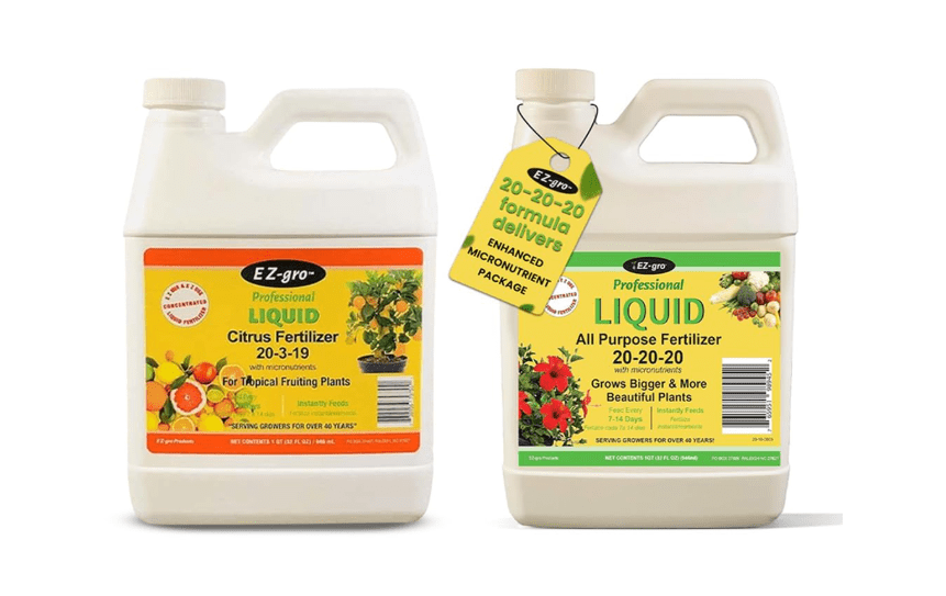 
EZ-GRO Citrus & All-Purpose Fertilizer Bundle – Liquid Plant Food for Tropical Trees, Lawn, Flowers, Herbs, and Vegetables – 1 Qt Each for Healthy