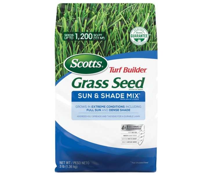 Scotts Turf Builder Grass Seed Sun & Shade Mix, Grows in Extreme Conditions & Spreads for a Durable Lawn, 3 lbs.
