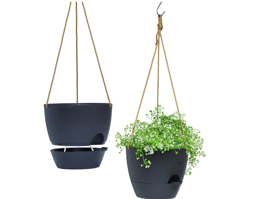 
SwinDuck 10 Inch Self Watering Hanging Pots, 2 Pack Hanging Planters with 40oZ Deep Reservior for Indoor Outdoor Plants Flowers