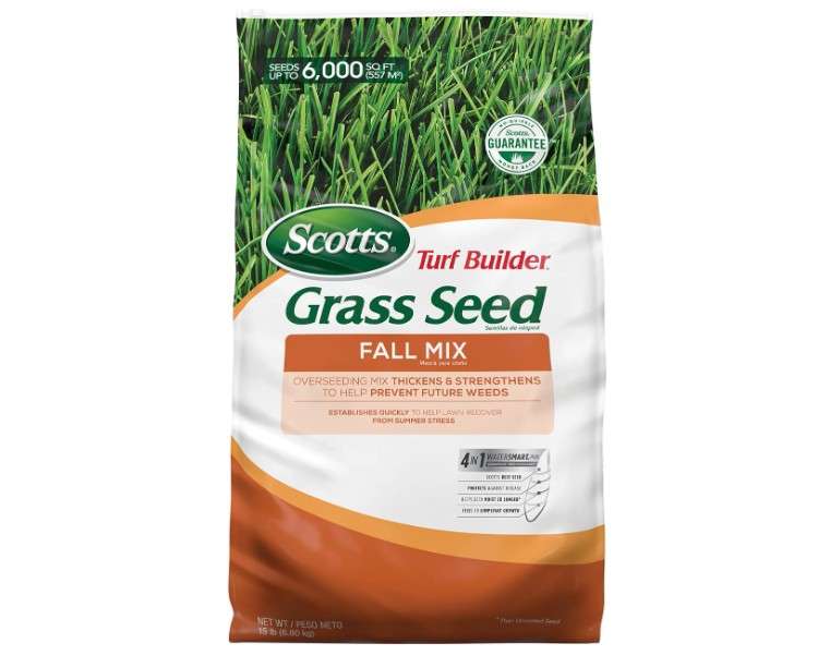 Scotts Turf Builder Grass Seed Fall Overseeding Mix, Thickens & Strengthen to Help Prevent Future Weeds, 15 lbs.