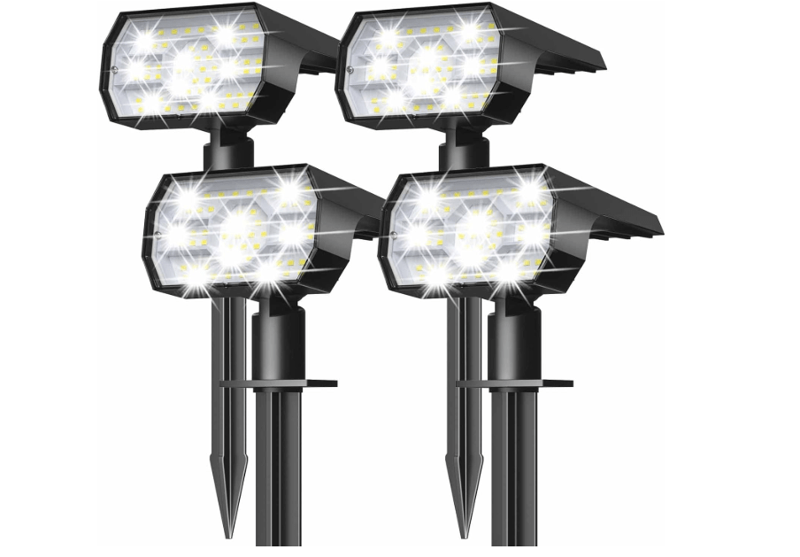 
NYMPHY Solar Lights Outdoor Waterproof IP68, 56 LED 3 Lighting Modes Solar Powered Garden Yard Spot Solar Lights for Outside Landscape- 4 Pack (Cool White)