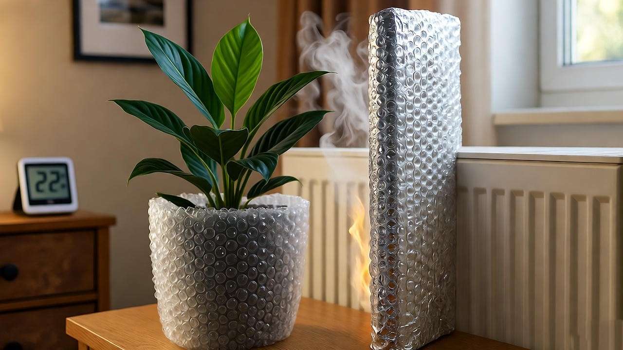  DIY temperature protection setup for Marjan plant shielding from indoor AC and winter drafts in apartment settings. 
