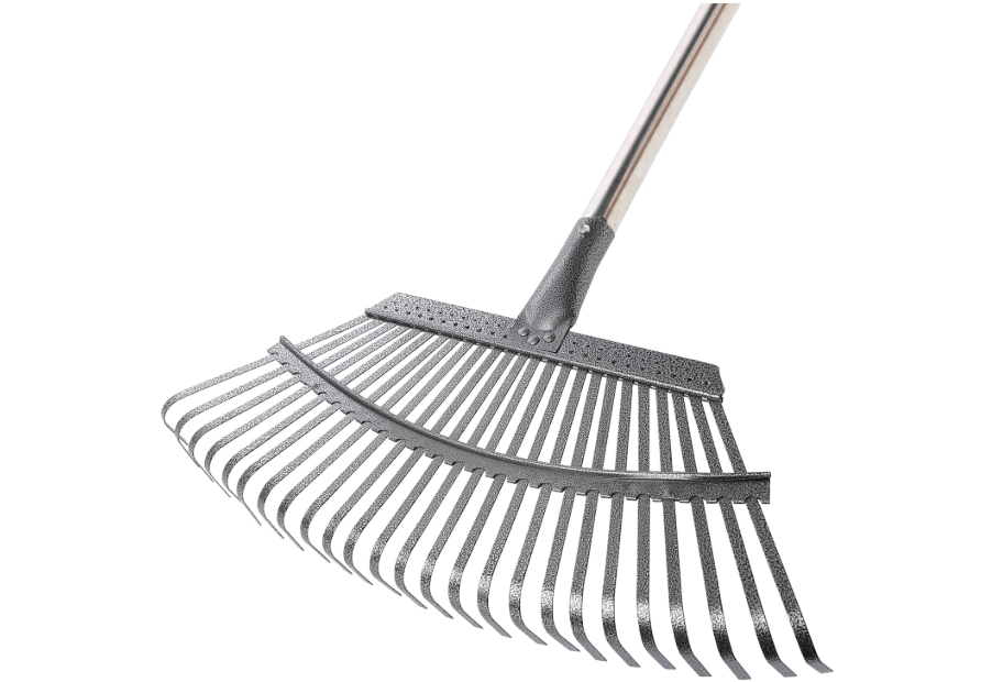 
Yocada 19.3" Garden Leaf Rake Wide Heavy Duty Adjustable Long Handle Garden Rake for Yard Garden Lawn Leaves 