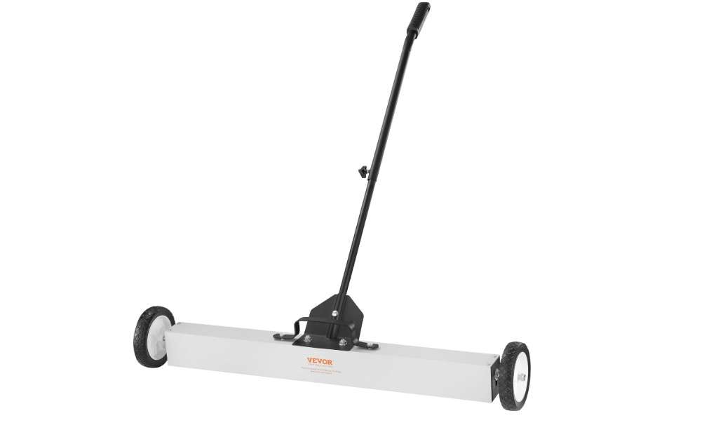 VEVOR 55Lbs Rolling Magnetic Sweeper with Wheels, 36-inch Large Magnet Pickup Lawn Sweeper with Telescoping Handle, Push-Type Magnetic Pick Up Sweeper, Easy...