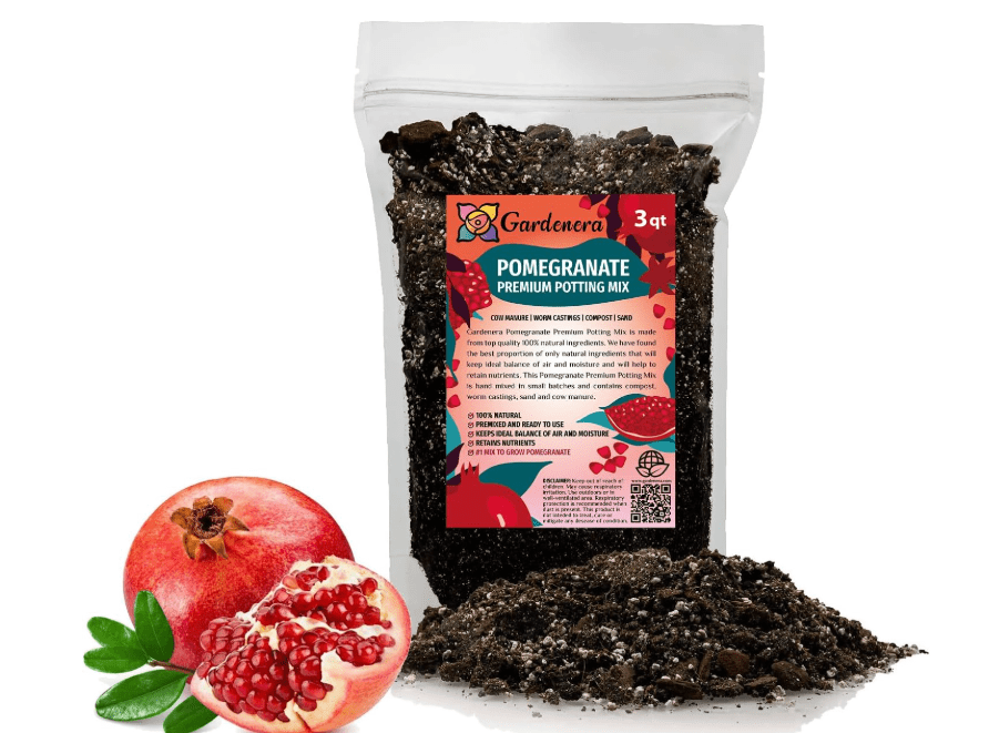 Gardenera Premium Pomegranate Potting Soil Mix - Ideal Nutrient Blend for Growing Robust, Flavorful, and Bountiful Pomegranate Trees - 1 Quart