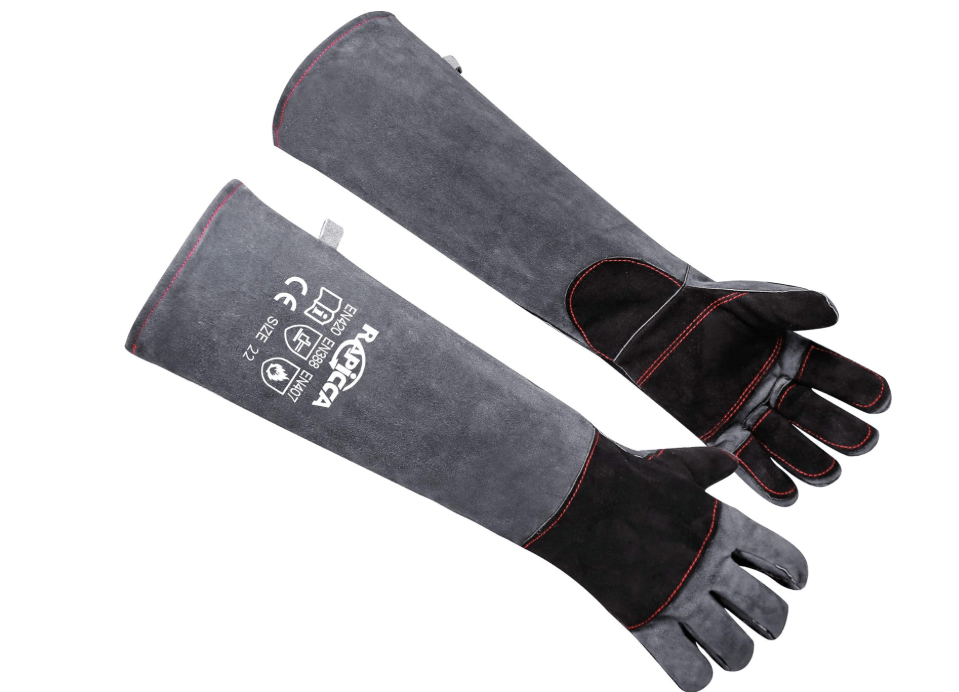 RAPICCA Animal Handling Gloves Bite Proof Reinforced Leather Padding Dog,Cat Scratch,Bird Handling Falconry Gloves Grabbing,Reptile Squirrel Snake Bite 2