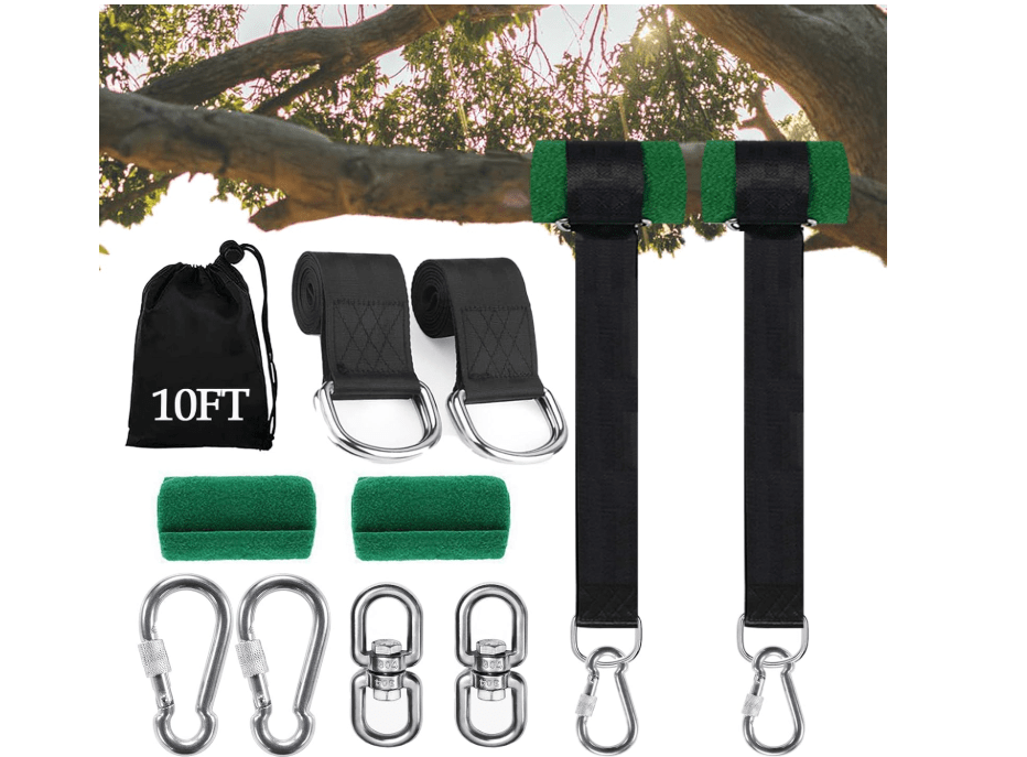 Werfeito Extra Long Tree Swing Straps, 3FT/10FT/20FT/30FT Tree Swing Hanging Straps Kit Holds 5000 lbs with Tree Protector, Heavy Duty Carabiner and Swivel
