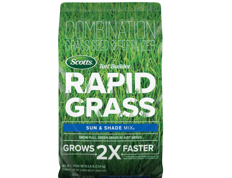 
Scotts Turf Builder Rapid Grass Sun and Shade Mix, Combination Grass Seed and Fertilizer, Grows Green Grass in Just Weeks, 5.6 lbs