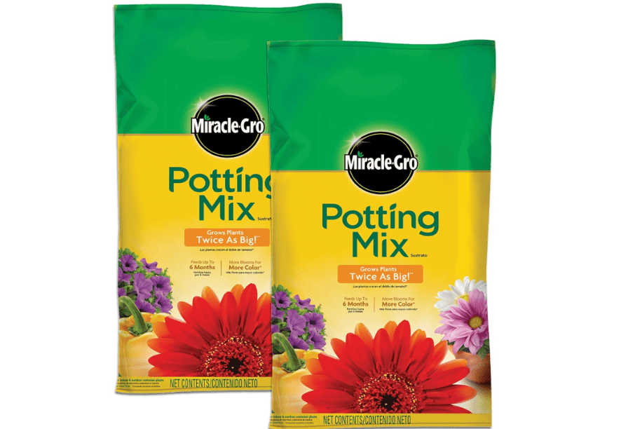 Miracle-Gro Potting Mix, For Container Plants, Flowers, Vegetables, Annuals, Perennials, Shrubs, Feeds for up to 6 Months, 16. qt., 2-Pack