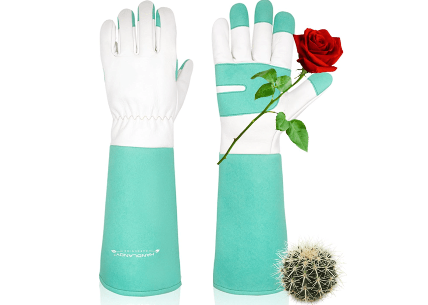 HANDLANDY Long Gardening Gloves for Men & Women, Thorn Proof Rose Pruning Gloves Leather Gauntlets Garden Glove Yard Work