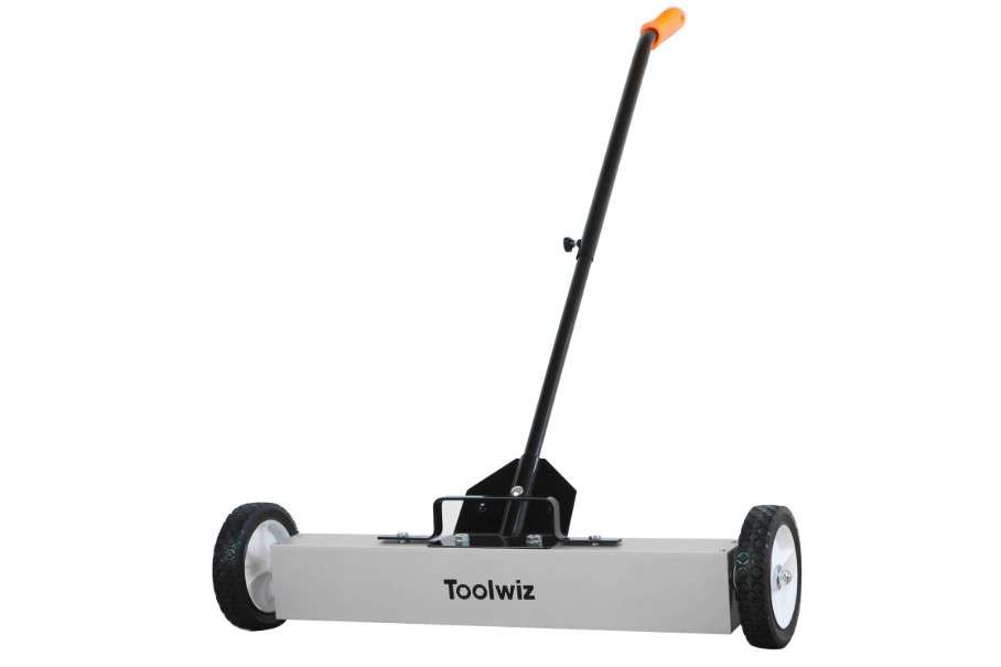 Toolwiz Magnetic Pick Up Sweeper with Wheels 24-inch Large Magnet Pickup Lawn Sweeper Roofing Tools, 33Lbs Yard Tools with Telescoping Holder and Quick...