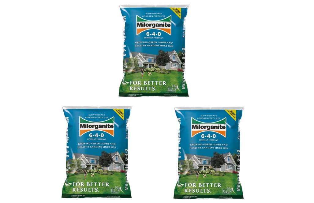Milorganite All-Purpose Eco-Friendly Slow-Release Nitrogen 6-4-0 Fertilizer, 32 Pound Bag (Pack of 3) - for Lawns, Flowers, Gardens