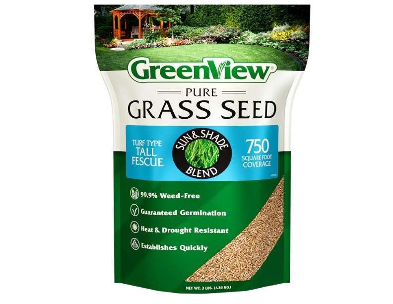 GreenView Pure Grass Seed Turf Type Tall Fescue Sun & Shade Blend, 3 lb. Bag – Covers up to 750 sq. ft.
