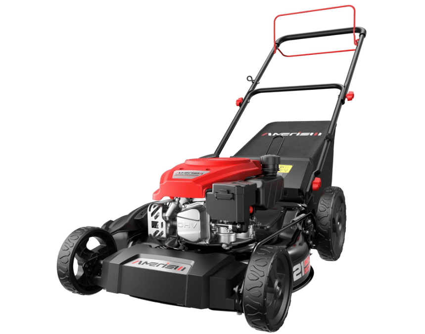 AMERISUN 21-Inch 3-in-1 Gas Lawn Mower, Self Propelled with 170cc 4-Stroke Engine, 6-Position Adjustable Cutting Height, Side Discharge, Mulching & Rear