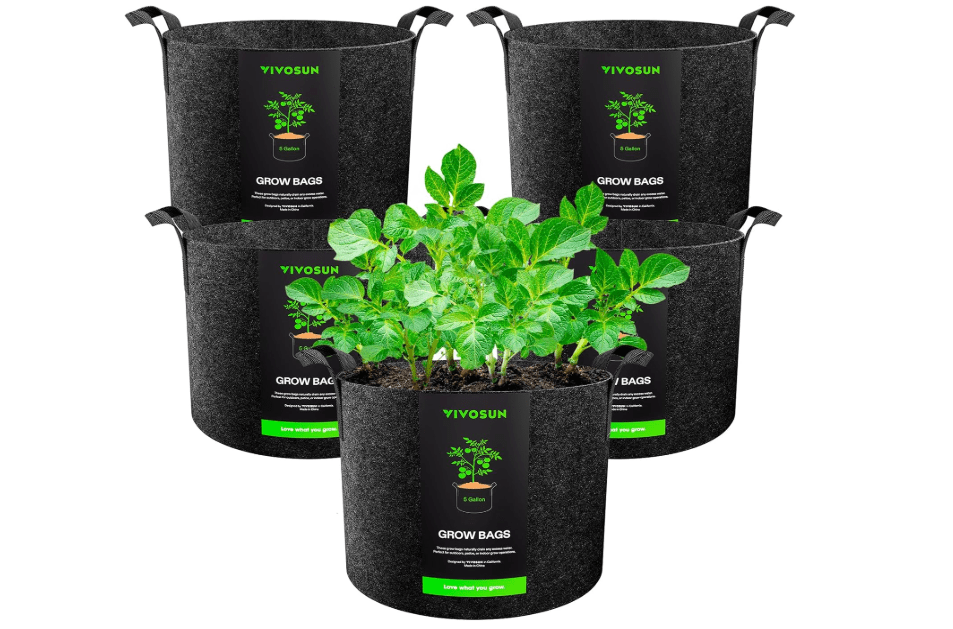 
VIVOSUN 5-Pack 5 Gallon Grow Bags Heavy Duty 300G Thickened Nonwoven Plant Fabric Pots with Handles