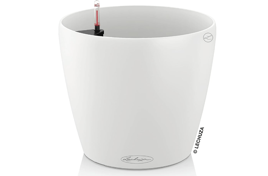 
Lechuza 13190 Classico 28 Self-Watering Planter for Indoor and Outdoor Use, 11" x 11" x 10", White Matte