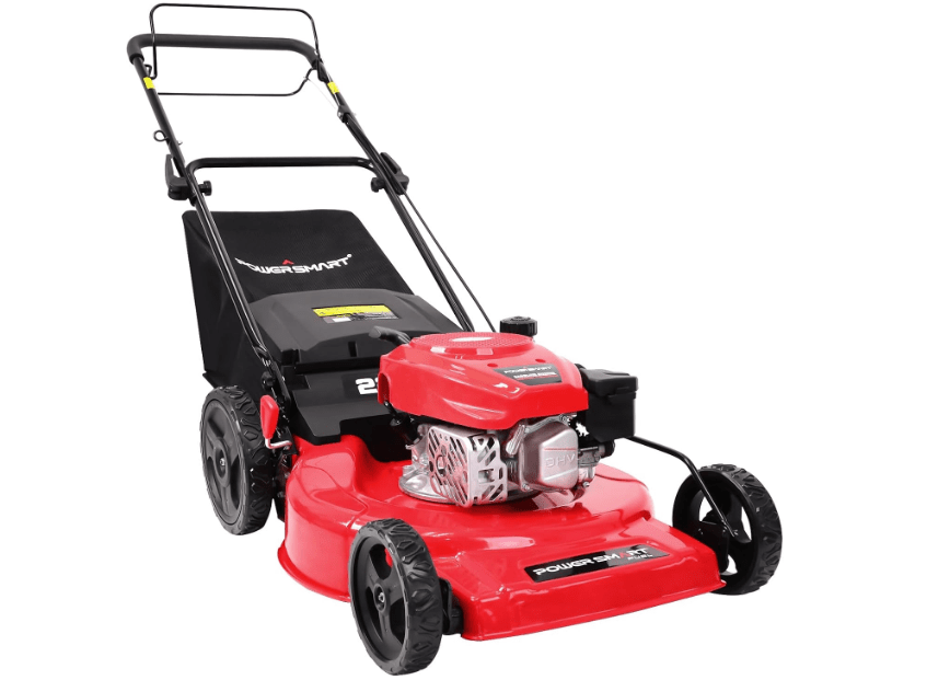 PowerSmart Self Propelled Gas Lawn Mower, 22 in. 170cc OHV Engine 2-in-1 Rear Wheel Drive, High Wheels, 6-Position Height Adjustment