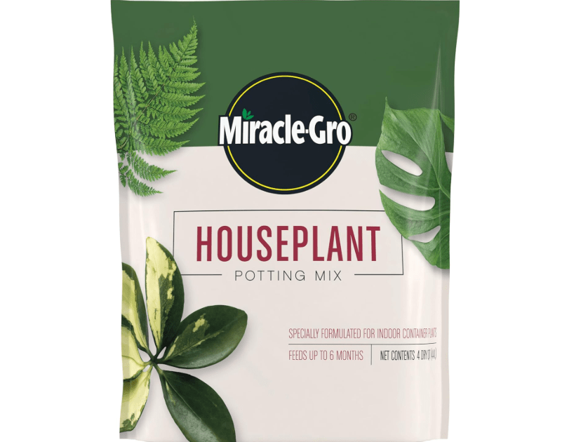 Miracle-Gro Houseplant Potting Mix: Fertilized, Perlite Soil for Indoor Gardening, Designed to Be Less Prone to Gnats, 4 qt.