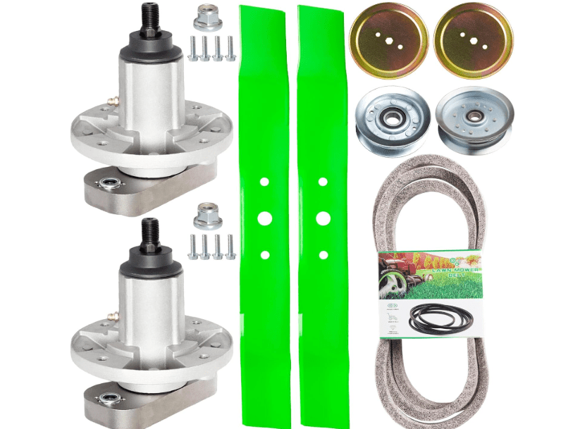TENGMUJX 42 Inch Deck Rebuild Kit for Jo hn Deere Mower Deck L110 L111 L118 L120 Includes 2 Spindles GY20050 GY20785 2 Blades GX20249 4 Pulleys GY2006