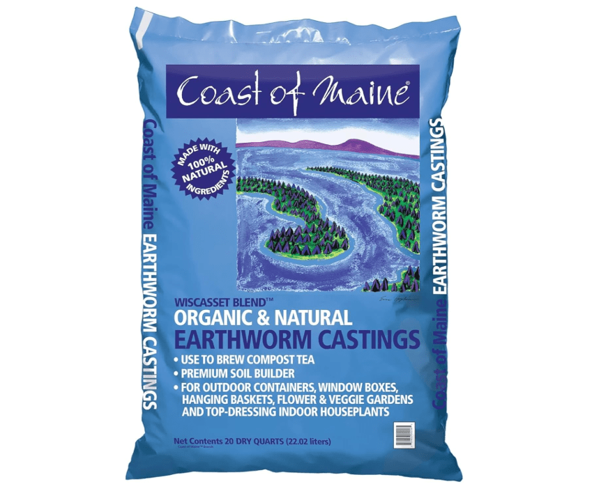 Coast of Maine OMRI Listed Wiscasset Blend Earthworm Castings Compost Potting Soil Blend for Container Gardens and Flower Pots, 20 Quart