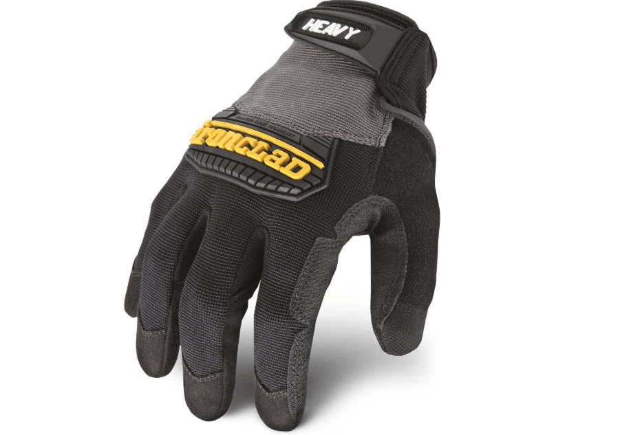 Ironclad Heavy Utility Work Gloves HUG, High Abrasion Resistance, Performance Fit, Durable, Machine Washable, (1 Pair), MEDIUM, Black & Grey