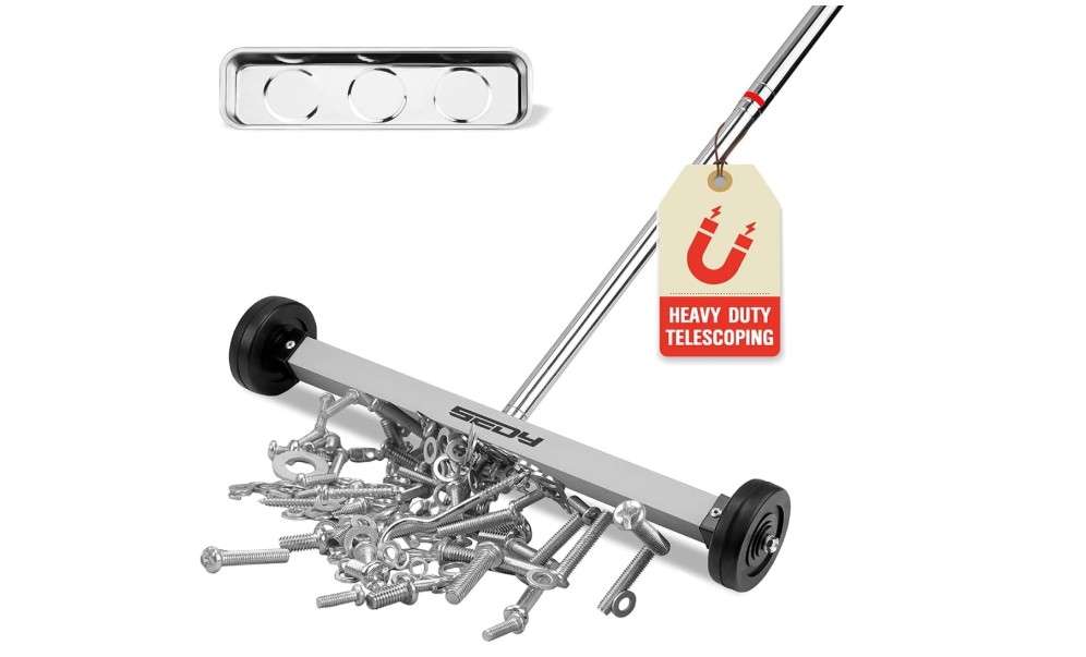 Magnet Sweeper Magnetic Nail Roller: 17-Inch Heavy Duty Magnet Nail Pickup Rolling Tool with Telescoping Adjustable Handle 8.8-Pound Capacity Ideal for...