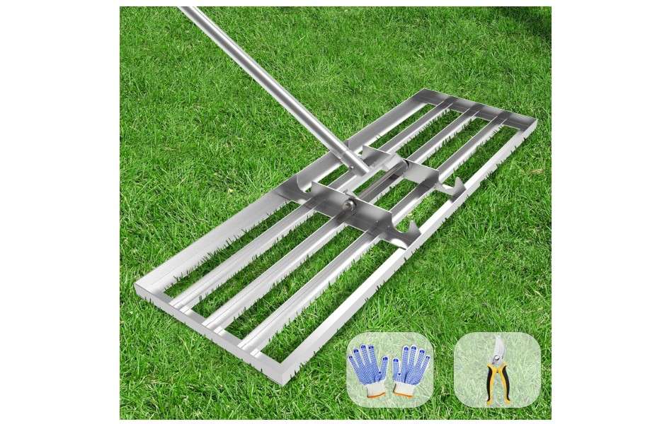 Dremmt Lawn Leveling Rake 30x10 inch, (Professional-Grade) Lawn Leveler Tool with Stainless Steel Handle Rakes for Lawns Heavy Duty Landscape Rake for...
