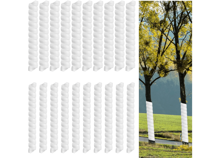 Wesiti 20 Pcs Tree Wraps Plastic Spiral Trunk Wrap Bark Tube Protectors to Protect Bark Tree Saplings from Deer Cats Rodents Rabbit Mowers (White)