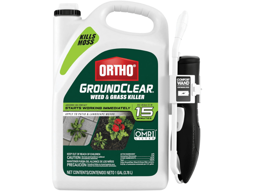 Ortho GroundClear Weed and Grass Killer with Comfort Wand, Kills Dandelions, Chickweed, Crabgrass, Moss and More in Patios and Landscapes, OMRI Listed, 1 gal.