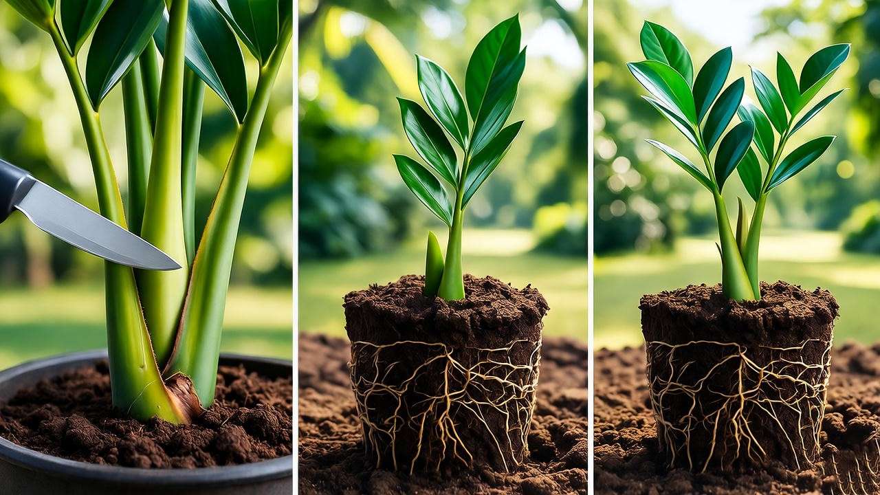  "Step-by-step propagation of cardboard palm plant using an offset" 