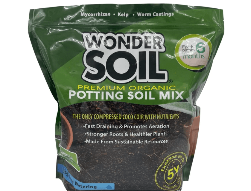 WONDER SOIL Organic Potting Soil | Ready to Plant Coco Coir Fully Loaded with Nutrients | 3 LBS Bag Expands to 12 Quarts of Indoor Outdoor Soil for Gardens