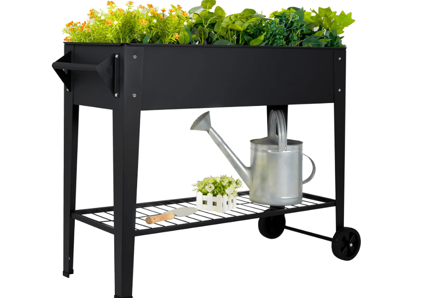
LEETOLLA Elevate 32" Tall Raised Garden Bed Outdoor with Wheels & Shelf for Mobility, 400LBS Capacity, Anti-Rust Steel Planter Box for..