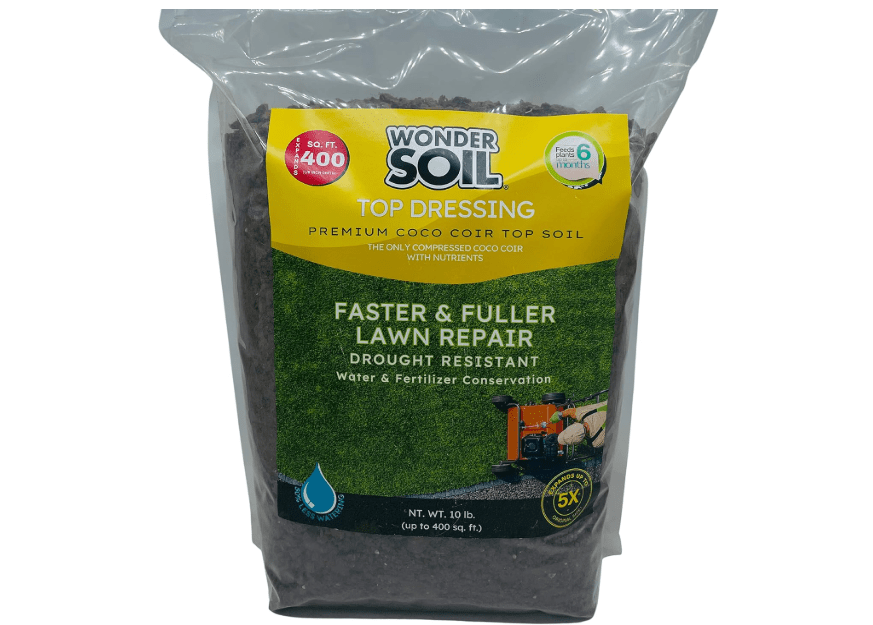  Premium Nutrient Rich Lawn Top Dressing Turf Expanding Coco Coir Mix – 10 LB Covers up to 400 sq. ft. – Grow Thicker Greener Grass in Drought Heat