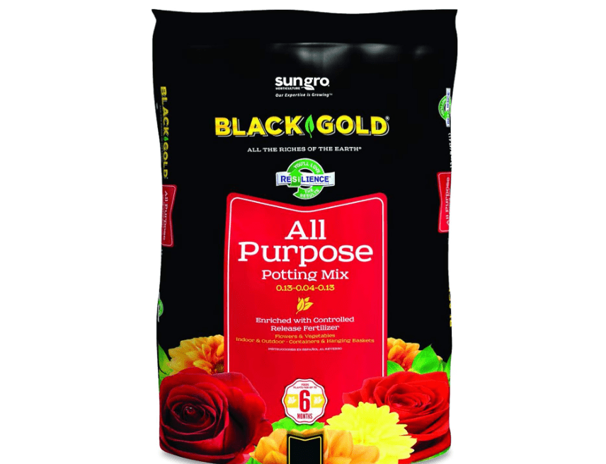 
Sun Gro Horticulture 8-Quart Black Gold 1310102 Purpose Potting Soil With Control, Brown/