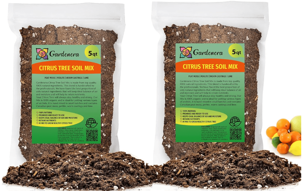 
GARDENERA Citrus Tree Potting Soil Mix - 10 Quart - Special Blend for Indoor Oranges, Lemons, Limes and More -