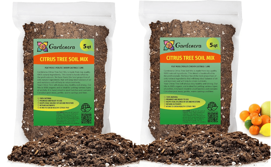 
GARDENERA Citrus Tree Potting Soil Mix - 10 Quart - Special Blend for Indoor Oranges, Lemons, Limes and More - (2 Bags of 