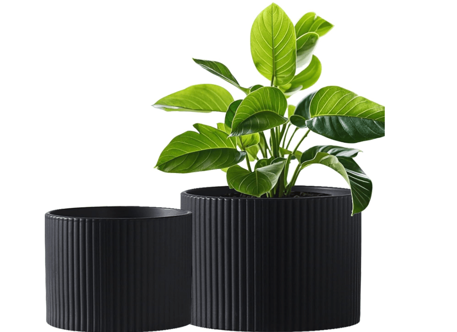 Swkien Ceramic Plant Pots, 8.1 + 6 Inch Planters for Indoor Plants, Modern Flower Pots for Plants with Drainage, Medium Cylinder Flower Pots for Indoor